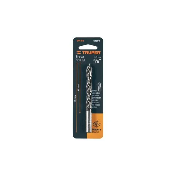 BROCA CON PUNTA CENTRADORA PARA MADERA 3/8', TRUPER
