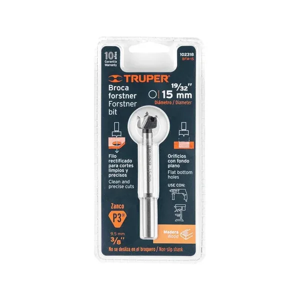 BROCA FORSTNER 15 MM PARA MADERA, TRUPER