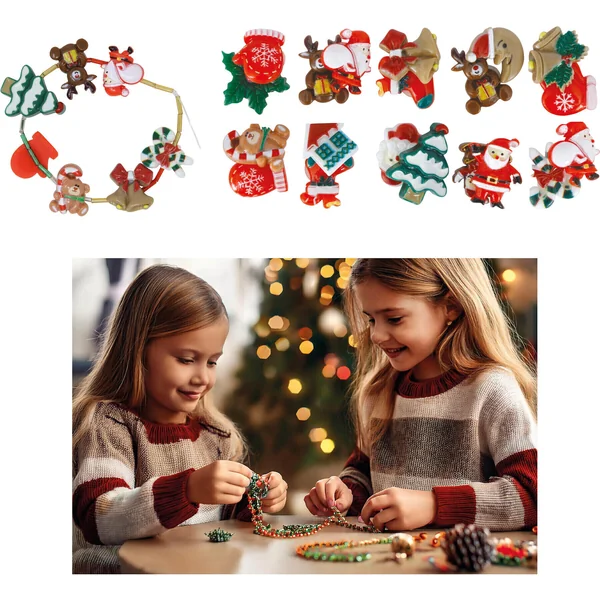 Caja de cuentas para pulseras de Navidad - 20 unidades