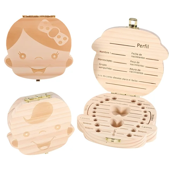 Caja guarda dientes de madera