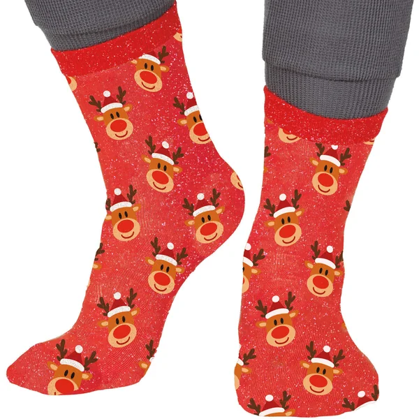 Calcetines de reno con glitter infantiles - 1 par