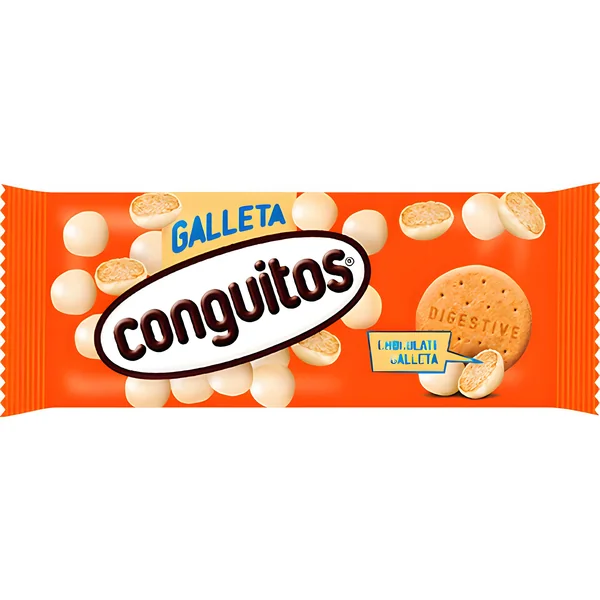 Conguitos de chocolate blanco y galleta de 50 gr