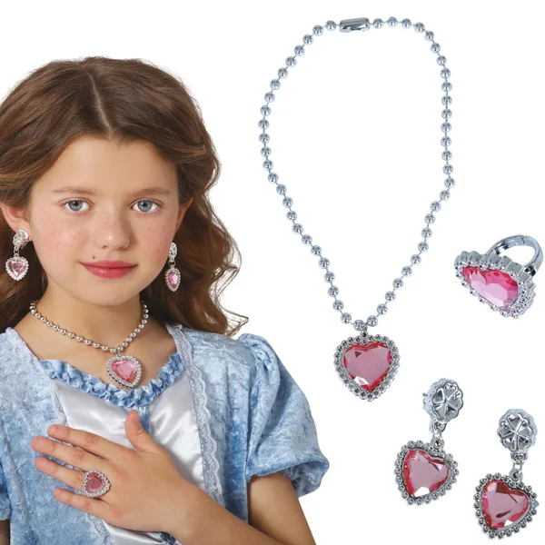 Conjunto de joyas corazón rosa de princesa