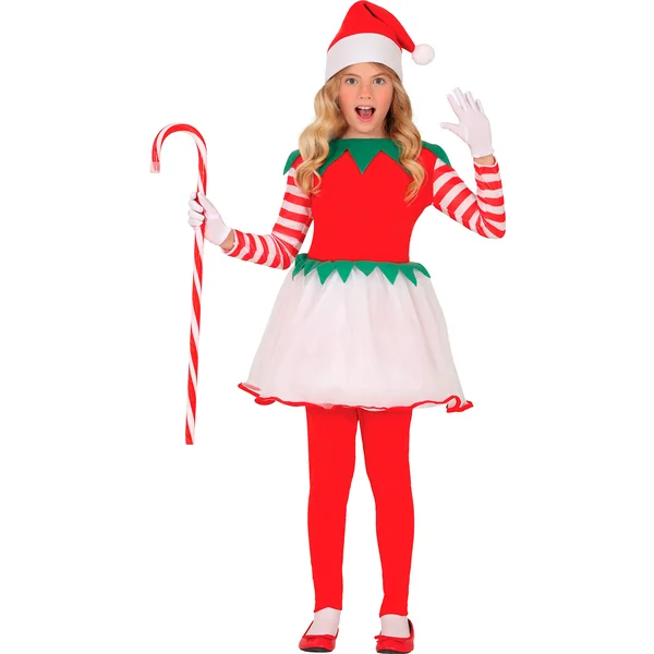 Disfraz de elfo blanco y rojo infantil
