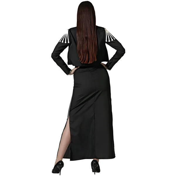 Disfraz de esqueleto catrina negro para mujer - Imagen 3