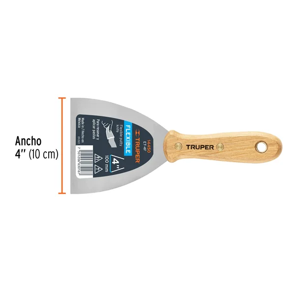 ESPÁTULA FLEXIBLE 4' CON MANGO DE MADERA, TRUPER - Imagen 3