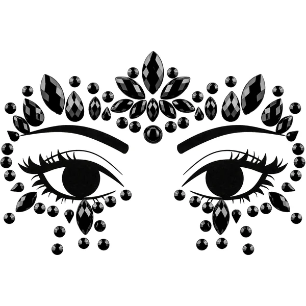 Joyas adhesivas faciales de lágrimas y redondas negras