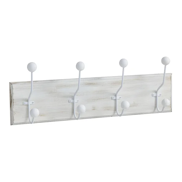 Perchero de madera blanco de 4 colgadores - Dcasa