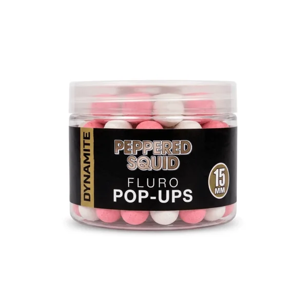 Pop Ups Dynamite Baits Peppered Squid Fluoro 15 mm