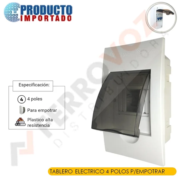 TABLERO ELECTRICO 4 POLOS P/EMPOTRAR
