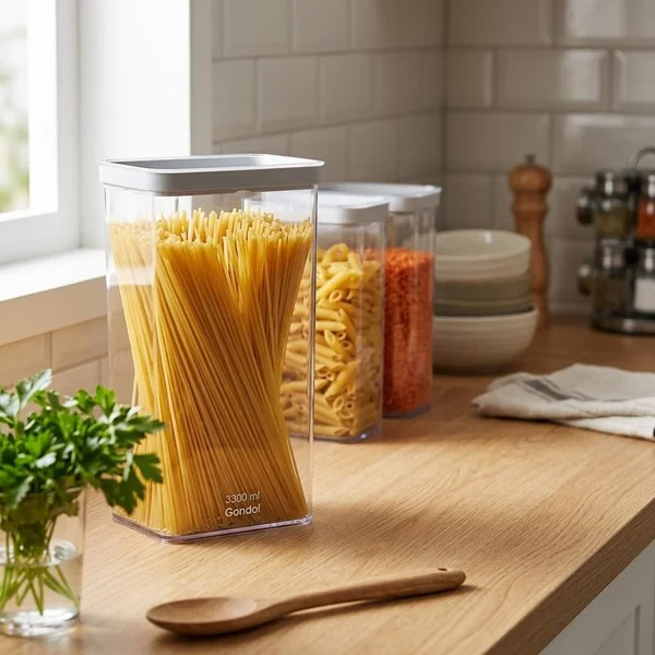 Tarro de 3,3 L de plástico hermético rectangular - Imagen 3